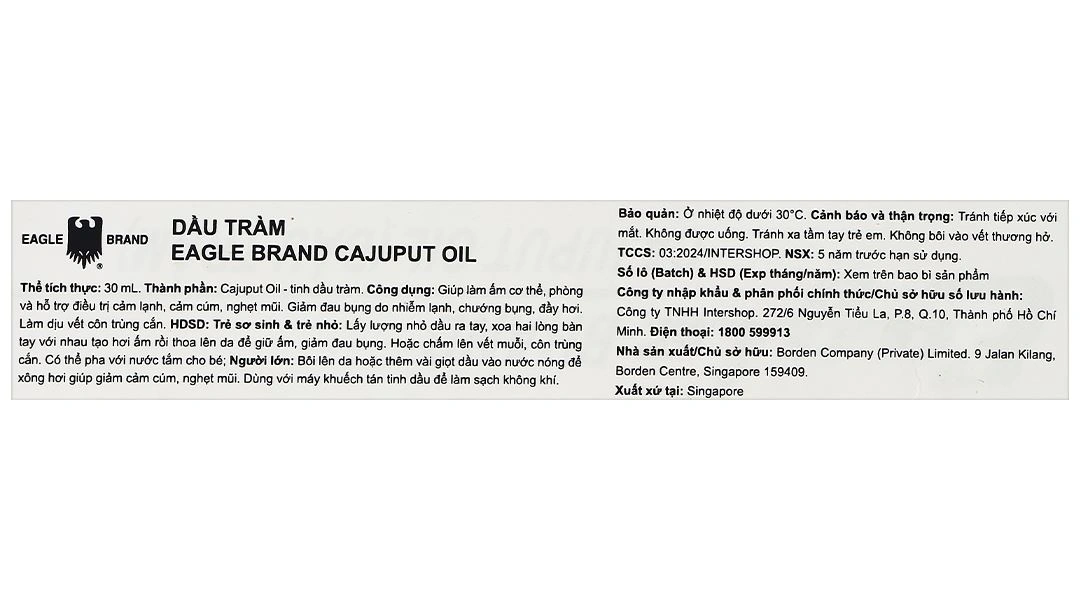 Dầu tràm Eagle Brand Cajuput Oil giúp làm ấm cơ thể, hỗ trợ điều trị cảm lạnh chai 30ml - 7